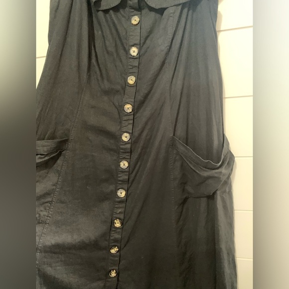Anthropologie Oahu Black Off the Shoulder Midi Dress Linen Blend Milkmaid 20W - Picture 7 of 13